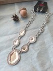 Faux Clear Crystal Necklace Set, Paparazzi Silvertone Jewelry Set — photo 1