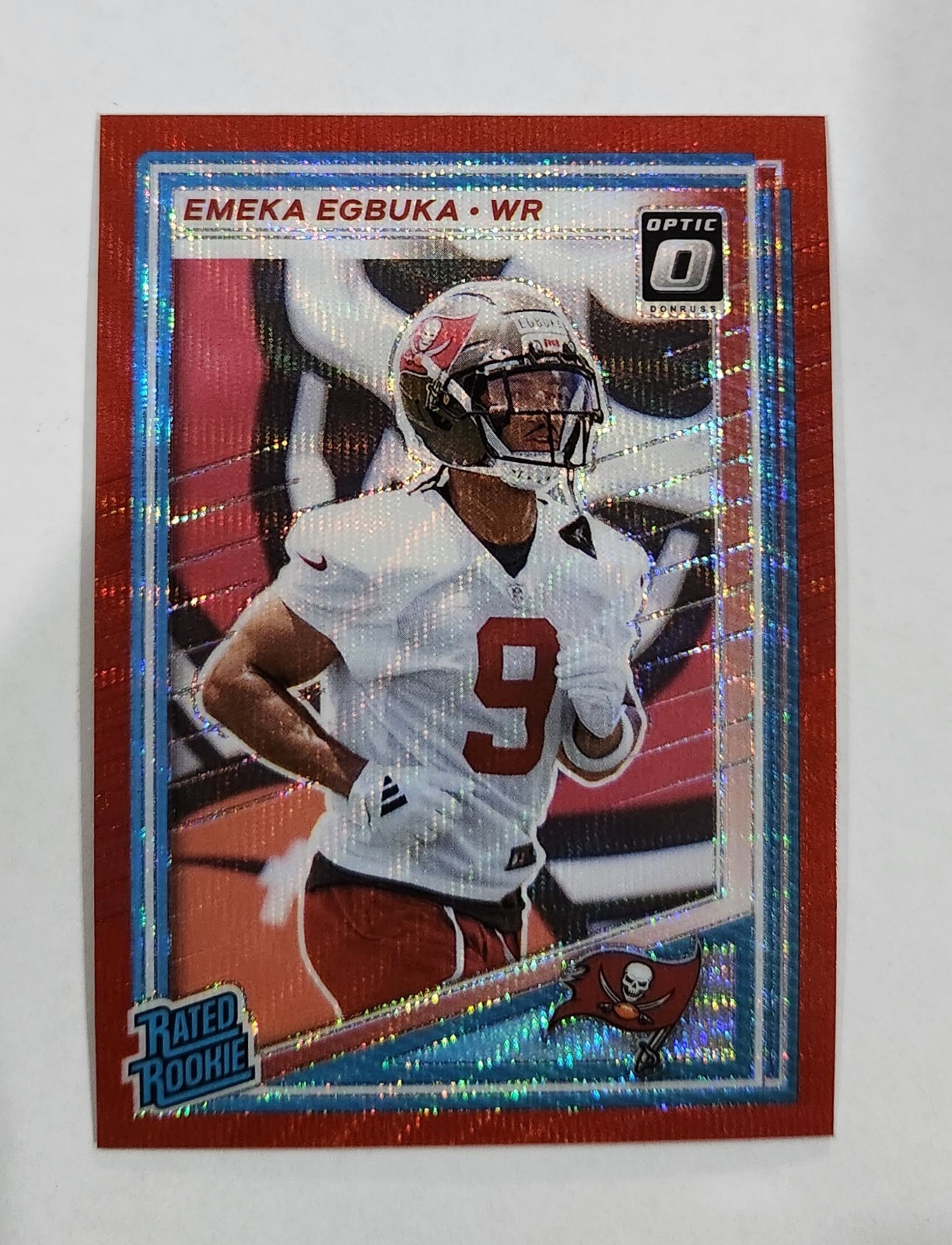 2025 Donruss Emeka Egbuka Red Wave Optic Preview Prizm Rated Rookie #375