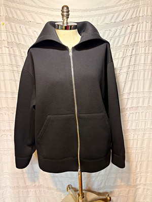 The Frankie Shop Denton Oversized Hoodie Full Zip Hooded Pockets Black OS