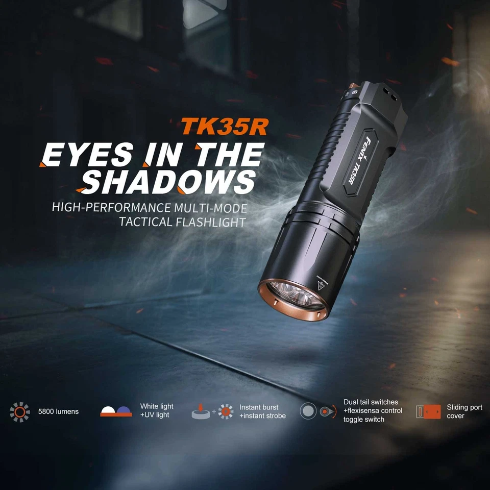 Fenix TK35R - Torcia Polizia con Luce UV e Luce Bianca 5800 Lumen USB-C - Immagine 3 di 4