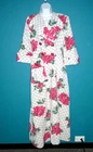 Vtg 1940s Handmade Seersucker Robe Dressing Gown BIG Pink Floral Sz L