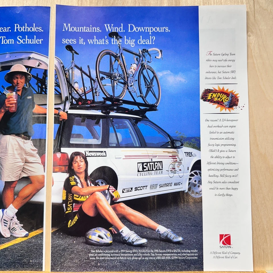 1994 Saturn Cycling Team SW2 2 Page Vintage Print Ad Pro Bike Racing Car Trek - Image 3 of 4