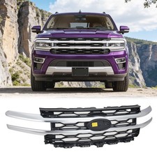 Front Bumper Grille For 2022-2024 Ford Expedition Satin Chrome Painted To Match
