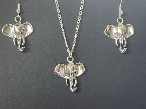 ❤️ SÜSSES ELEFANTEN HALSKETTE & OHRRING SET mit 16" versilberter Kette Weihnachten - Bild 2 von 3