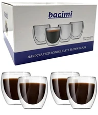 Bacimi Double Wall Insulated Borosilicate Clear Glass Espresso cups 5oz / 150ml