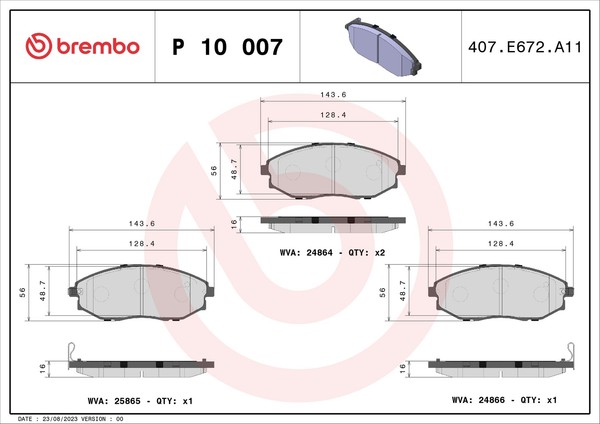 Brembo P 10 007 Bremsbelagsatz, Scheibenbremse For Chevrolet Chevrolet (Sgm) HOL-image
