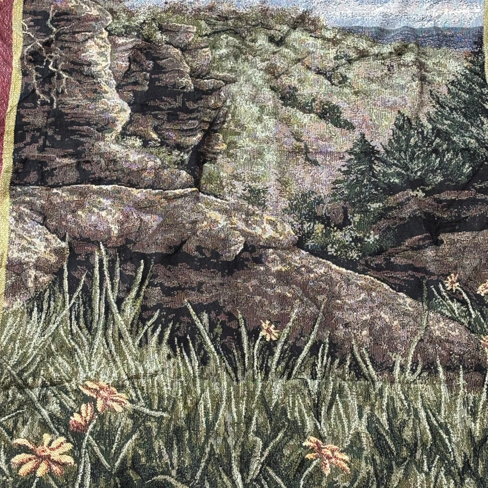 Vintage Castlewood Ranch Woven Tapestry Throw Blanket Scenic Landscape Windmill - Image 4 of 4