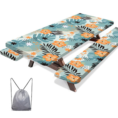 Picnic Table Cover with Bench Covers 3 Pcs Windproof Waterproof Camping Table...