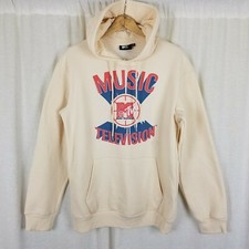 Vintage MTV Music Television Basketball Hoodie Pullover Sweatshirt Mens M Khaki