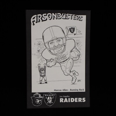 1987 Marcus Allen L.A. Raiders Arsonbusters Color-Grams Smokey Postcard #32