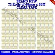 2, 6, 12, 36, 72 ROLLS OF 48mm X 66M CLEAR CARTON SEALING STRONG ADHESIVE TAPE