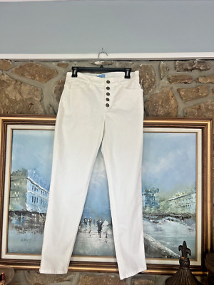 New DRAPER JAMES  RSVP Jeans Sz. 8 White Stretch Denim Button Fly NWT RT. $68.00