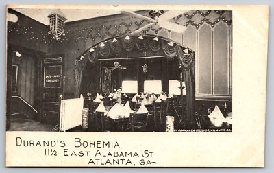 Durand's Cafe Bohemia Alabama Street Atlanta Georgia Interior c1910 Postcard