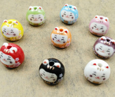 new wholesale 20pcs Ceramic Cat Loose spacer beads bracelet necklace beads