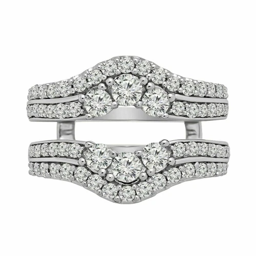 3Ct Round Lab-Created Diamond Enhancer Wedding Wrap Ring 14k White Gold Plated