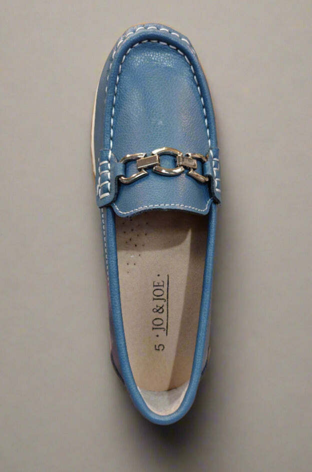 Ladies Leather Slip on China Blue Shoes Ipanema Flat Jo Joe