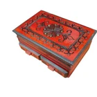 WOODEN CARVED JEWELLERY DRESSING WITH 2 DRAWERS AND MIRRORED TOP, MODEL 1