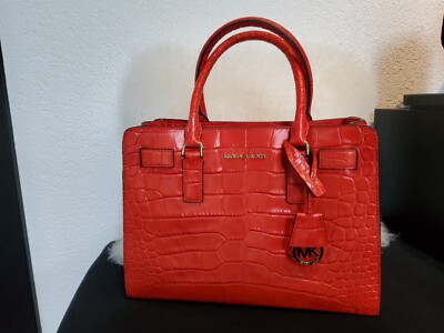 RAR: Michael Kors KROKO Leder Schulter- Henkel Tasche rot NEU