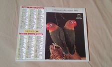 CALENDRIER ALMANACH DU FACTEUR 1993 Oberthur Oiseaux inséparables