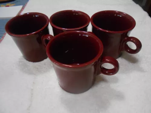 Fiestaware Ring Handle HLC Claret Coffee Mugs Set Of 4 Homer Laughlin