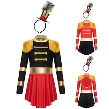 Kids Girls Jumpsuit Cutout Back Circus Ringmaster Carnival Costume Showman Sets