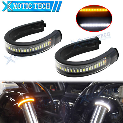 Switchback Fork LED Turn Signal / Running Strips For Motorcycle Bike Mount Light