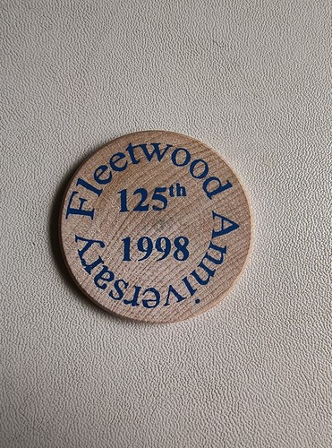 FLEETWOOD Pennsylvania 125th Anniversary FIRST NATIONAL BANK ~  Wooden Nickel