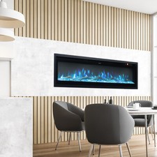 Electric Fireplace Wall Mounted/ Built-in LED Fire Media 9 Colour Flame 40 inch