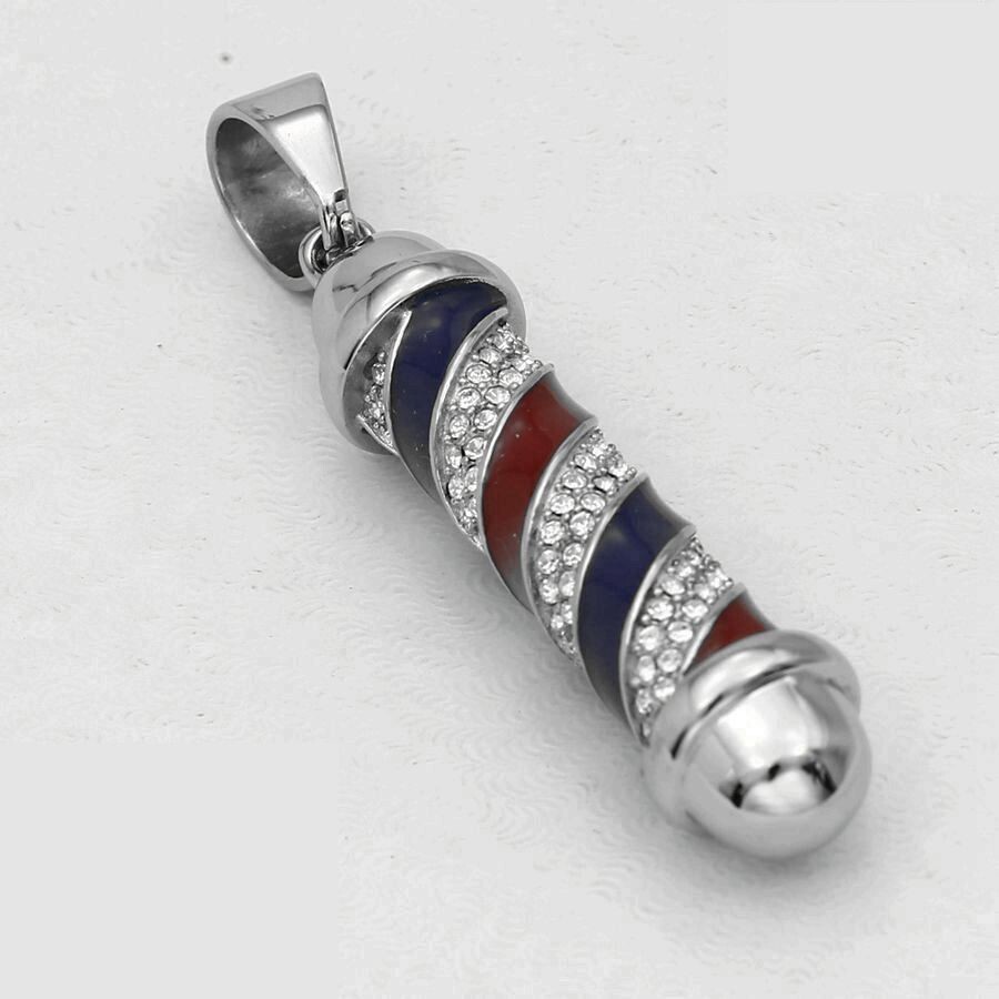 Men's 24" Stainless Steel Barber Pole Necklace – Gold Plated Cuban Link Chain With CZ 10 thumbnail image
