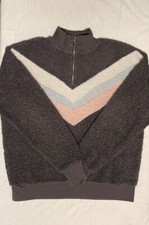 Cozy Fleece Chevron Pullover Sweatshirt With Half-Zip