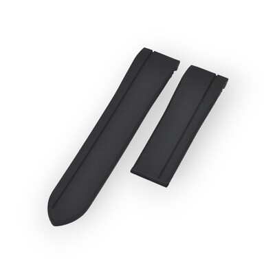 22mm Black Line Black Rubber Watch Strap For Rado HyperChrome