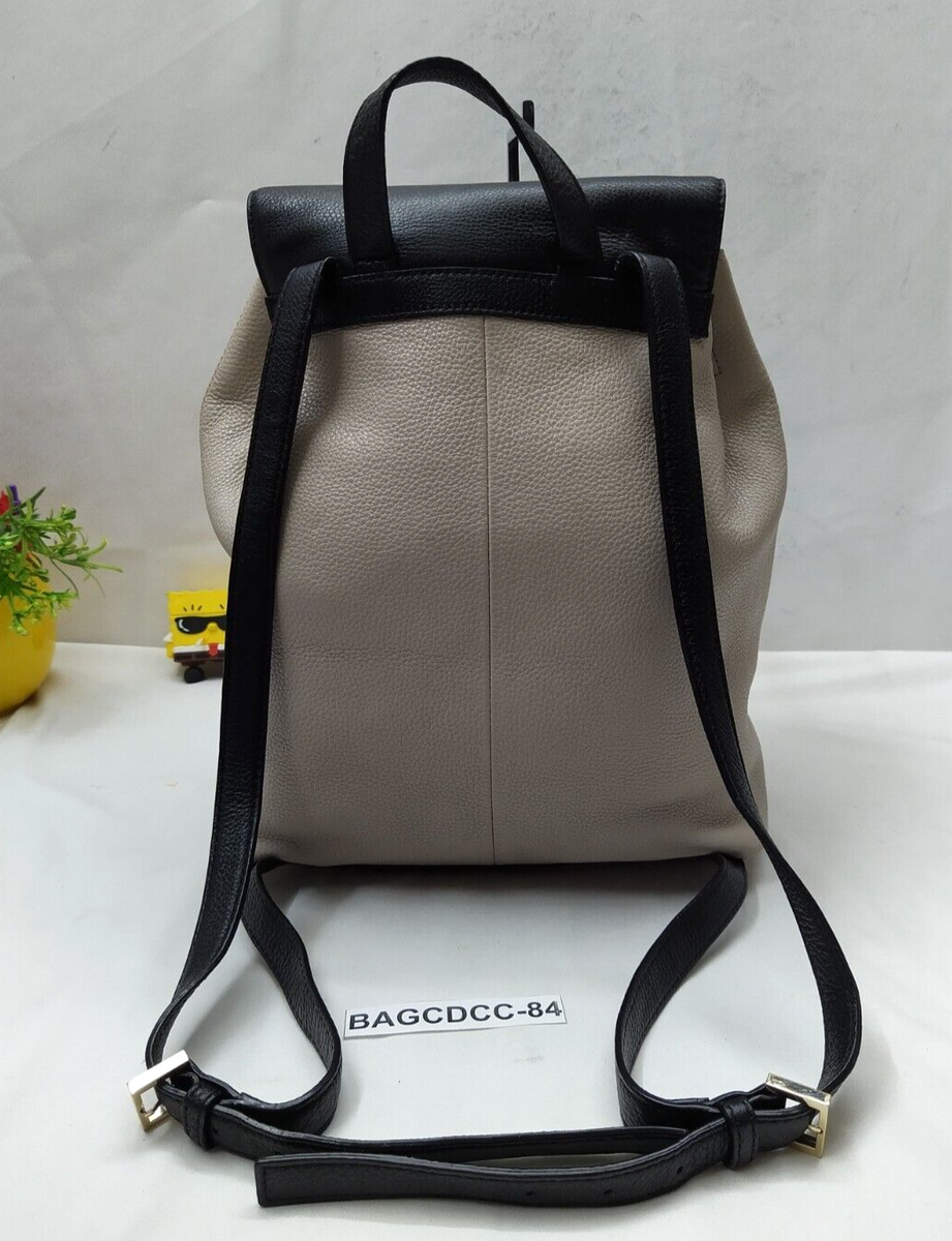Kate Spade New York Black Gray Pebbled Laeather Flap Closure 