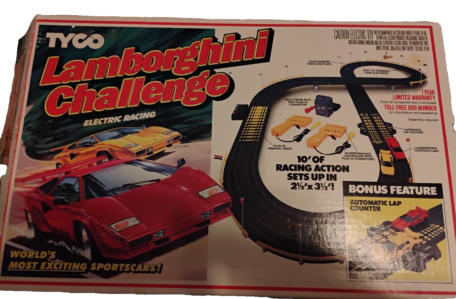 TYCO LAMBORGHINI CHALLENGE SLOT CAR TRACK-complete In Box With Paperwork!
