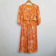 NWT Collective Concepts Bibble Sleeve O Ring Cutout Midi Dress Size Large