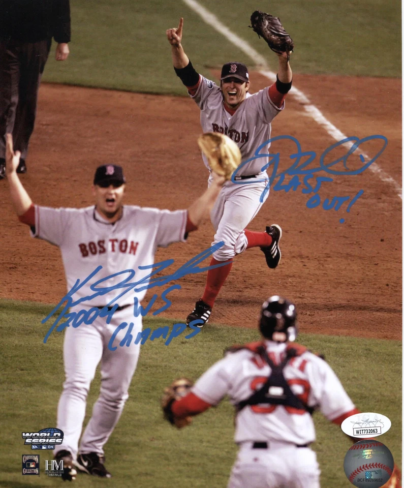HOLLYWOOD COLLECTIBLES Keith Foulke / Doug Mientkiewicz Autographed 8x10 Photo Boston Red Sox (JSA)
