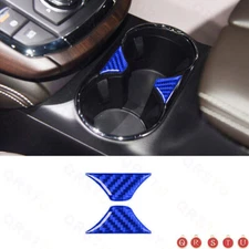 For Mazda CX-9 2016-22 Blue Carbon Fiber Interior Central Cup Holder Cover Trim