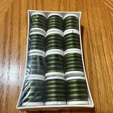 12 50 Yd Spools Gudebrod Rod winding Thread Space Dye Variegated Green Size E