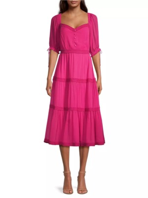 chiffon hot pink dress 499-Hot Pink Long Mermaid Chiffon Dubai Prom Dresses Strapless Puff Sleeve Formal Vestidos De Festa Party Gowns Evening Dres-Description