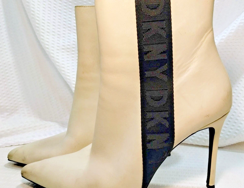 DKNY Stiletto Ankle Boots - Women's Size 9 US / 40 EU - Off-White & Black... - Image 2 of 4