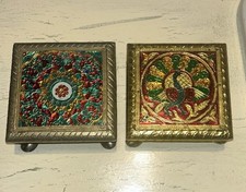 Meenakari Chowki 1Gold Silver Stands for Pooj...