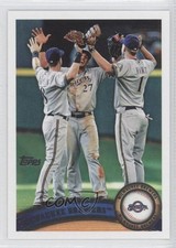 2011 Topps Milwaukee Brewers Ryan Braun Carlos Gomez Corey Hart #187 9b3