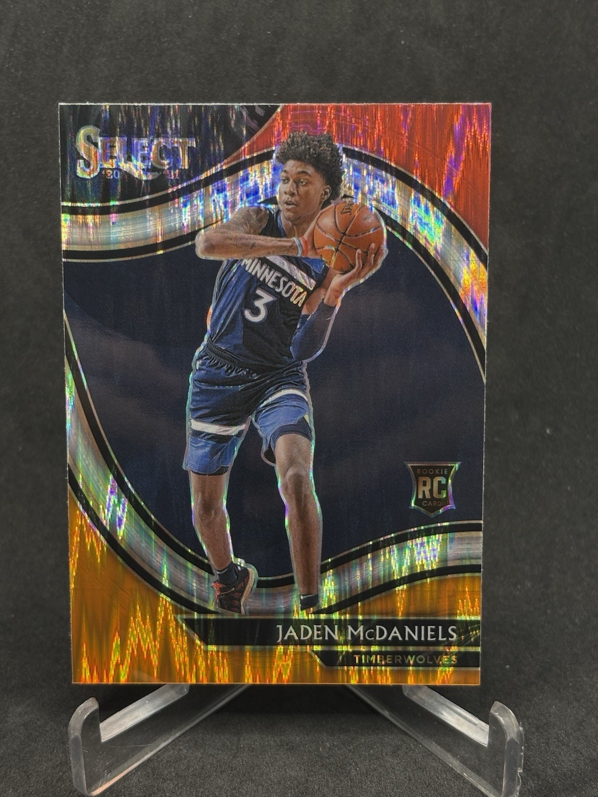 2020 Select Courtside Red White Orange Flash Prizm Jaden McDaniels Rookie RC