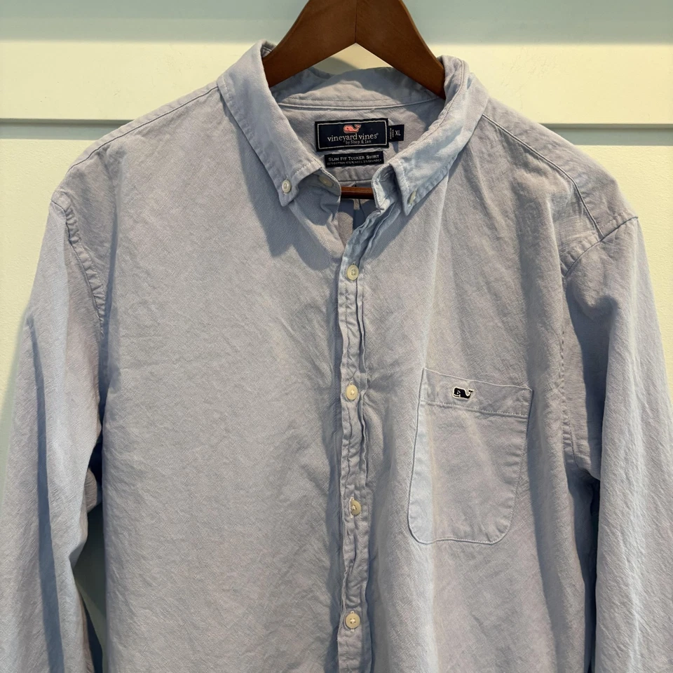 Vineyard Vines Shirt Mens XL Blue Slim Fit Tucker Button Down Stretch 1W3441 - Image 3 of 4