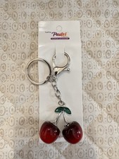 Women's Red Cherry Keychain Purse Charm Bag Charm Silver Tone Accessories
