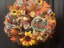 Fall Blessed Scarecrow Wreath