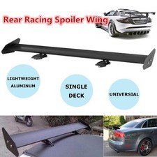Black Rear Trunk Spoiler Wing Universal Aluminum Adjustale Gt Style Single Deck