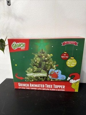 Grinch Animated Tree Topper Mr Christmas 2025 Lighted Star Circling Sleigh New