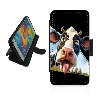 Kuh Handyhülle Wallet Flip für iPhone Samsung A Funny Cow Face COW1