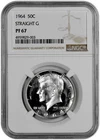1964 50C Straight G Silver Proof Kennedy Half Dollar NGC Graded PF 67 Light Cam