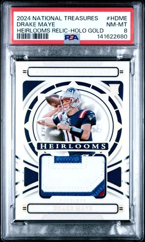 2024 NATIONAL TREASURES HEIRLOOMS RELICS HOLO GOLD #HDME DRAKE MAYE 2/10 PSA 8